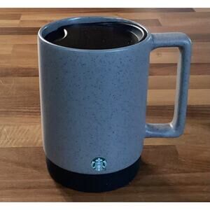 Starbucks 2024 Gray Speckled 14 oz Travel Mug Ceramic Cup with Lid Rubber Bottom